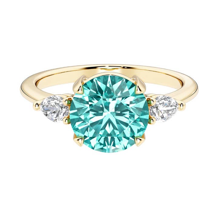 2,50 ct Paraiba-Turmalin- und Birnendiamantring aus 14k Gold für den Großhandel von DV Custom Jewelry USA