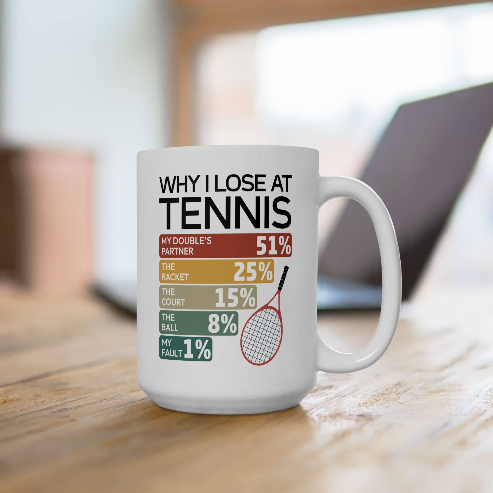 Laughable Printables - Wholesale Coffee Mug - Tennis Player Gift, Funny Tennis Mug, Why I Lose at Tennis4