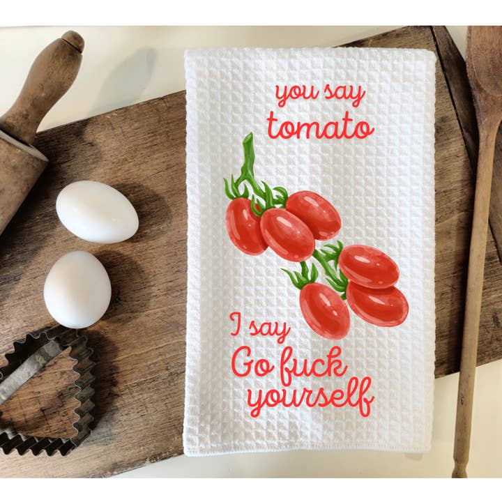 Du siger tomat sjov håndklæde for engroshandel hos Rebel Roses