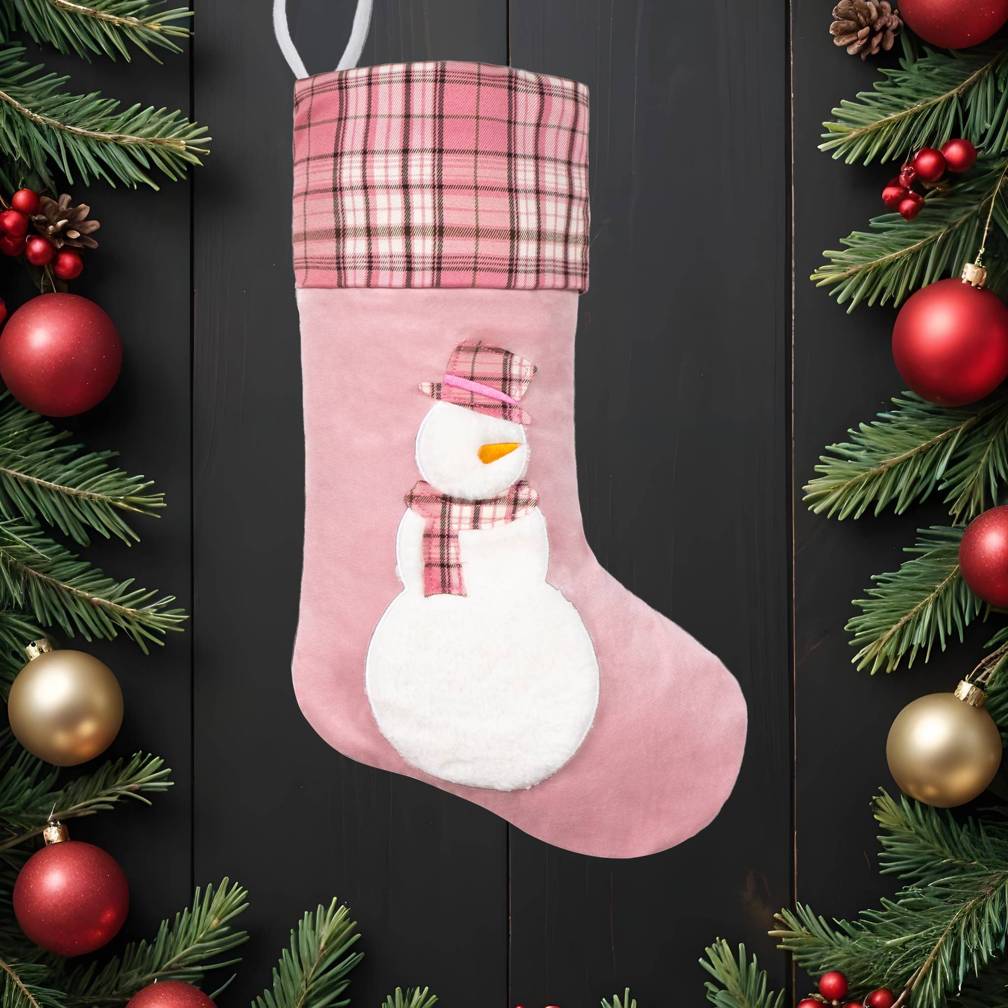 GEXWORLDWIDE - Vente Collants festifs - Chaussettes de Noël douces brodées tons roses3