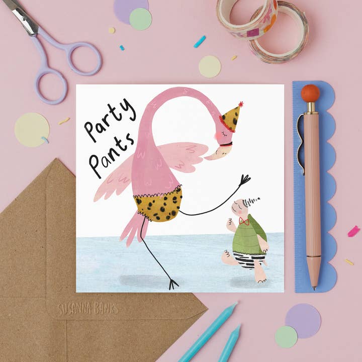 Party Pants - Dancing - Unisex- Birthday Card - Party Animal for wholesale by Susanna Banks Art