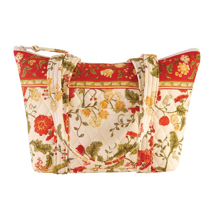 SALE Carlisle Red Floral Tote Bag 14" x 8.5" for wholesale by C&F Home