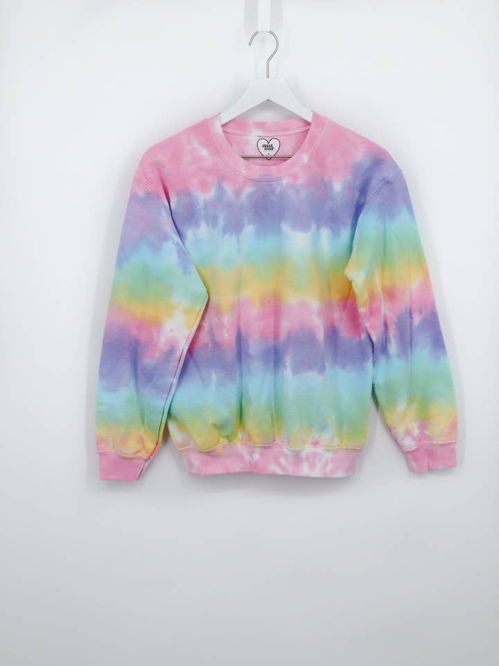 Felpa tie-dye color arcobaleno pastello con strisce OG per la vendita all'ingrosso da parte di Sugar Spill