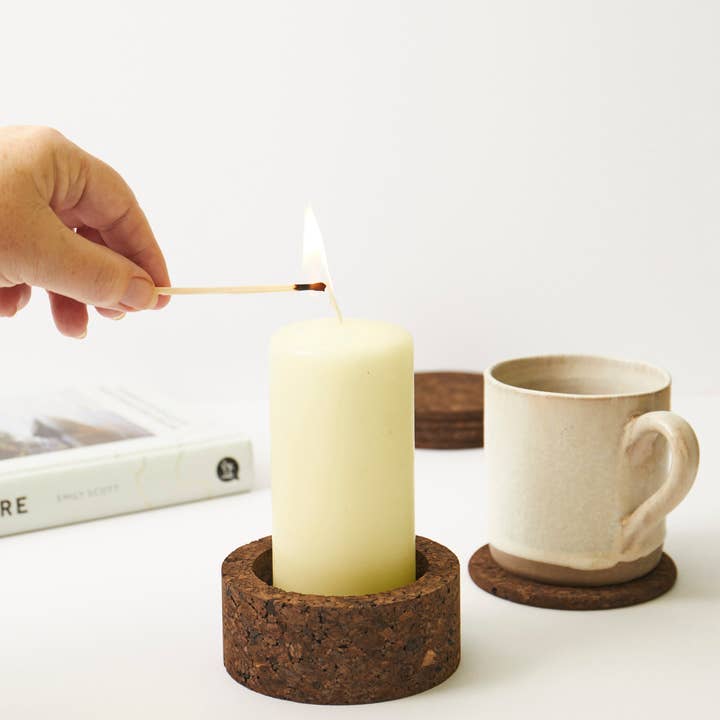 Smoked Cork Eco Candle Holder for wholesale by LIGA
