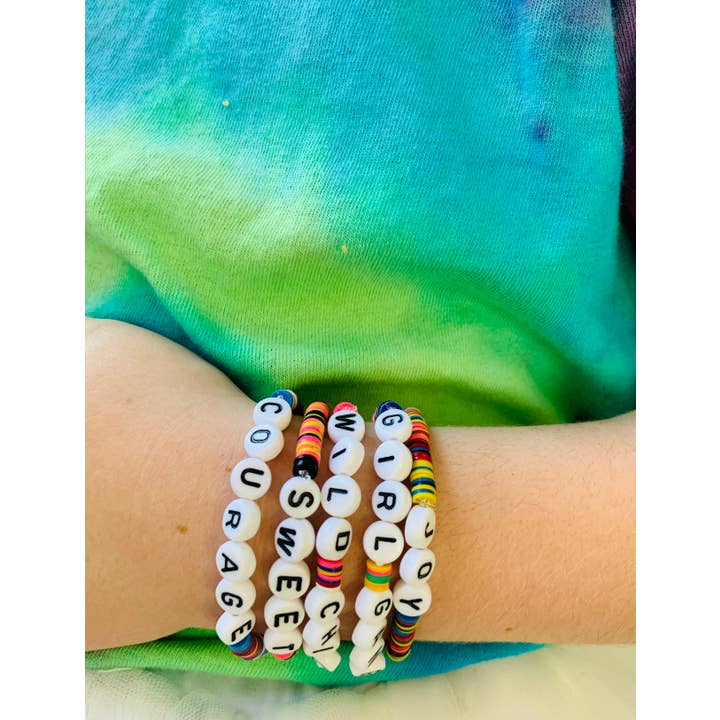 Sadie’s Moon - Wholesale Beaded Bracelet - Kids - Love Beaded Vinyl Rainbow Bracelet2