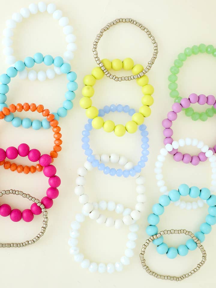 5 Piece Bohemian Beaded Mix Stretch Bracelet Set for wholesale by SP Sophia Collection