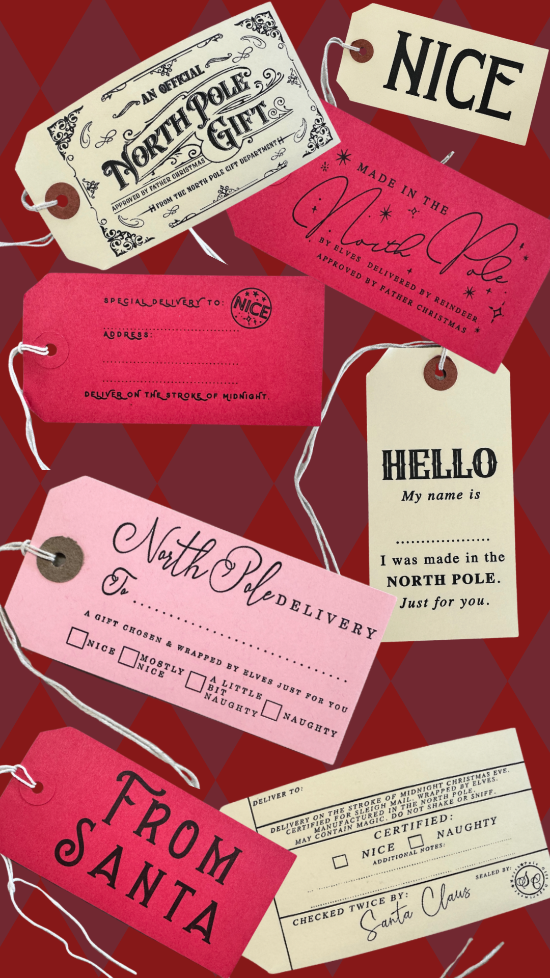soch and co - Wholesale Gift Tag - Santa Claus Christmas letterpress gift tags 5pk2