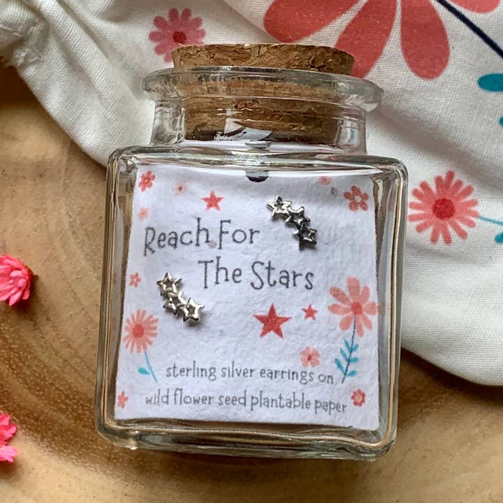 Pendientes en botella Reach For The Stars de plata de ley para venta al por mayor de Ginger & Roo