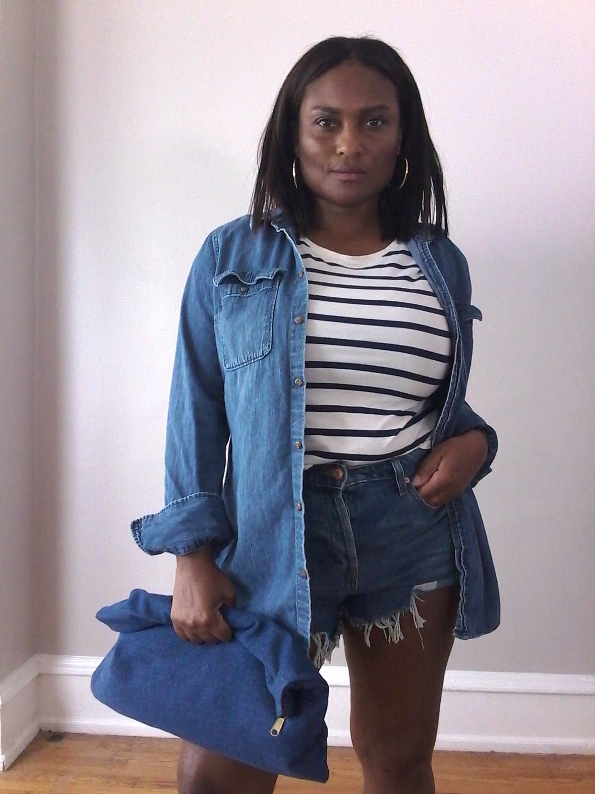 NKHenry - Wholesale Clutch Bag - Women's - Large Minimalist Denim Clutch Bag5