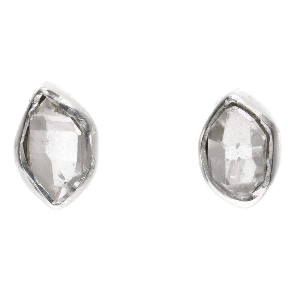 Vives de la Cortada S.L – wholesale Stud/post earrings – Herkimer Button Earrings in 925 Sterling Silver0