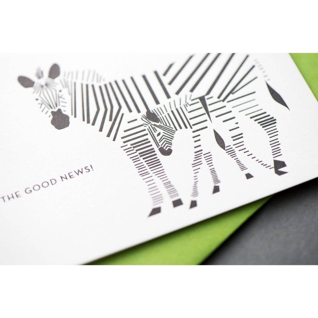 Porchlight Press Letterpress - Wholesale Baby Card - Zebra Modern Baby Card5