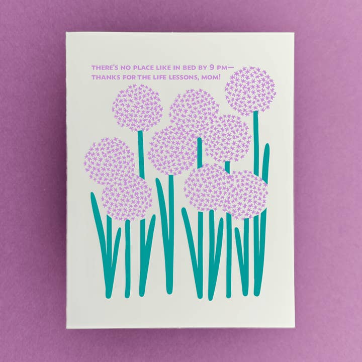 Leçons de vie maman | Carte de fête des mères amusante en letterpress pour la vente par Friendly Fire Paper