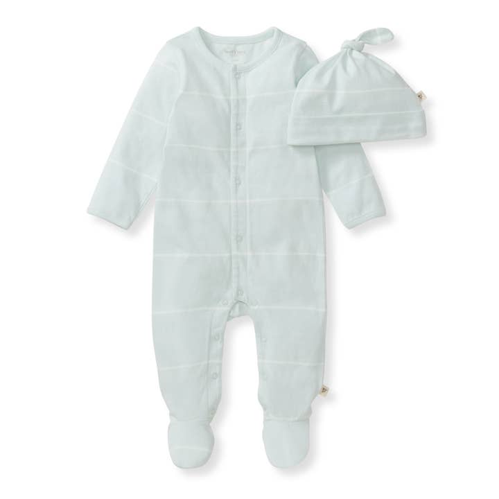 Baby Boy Blue Stripe Jumpsuit & Hat Set for wholesale by Burt's Bees Baby