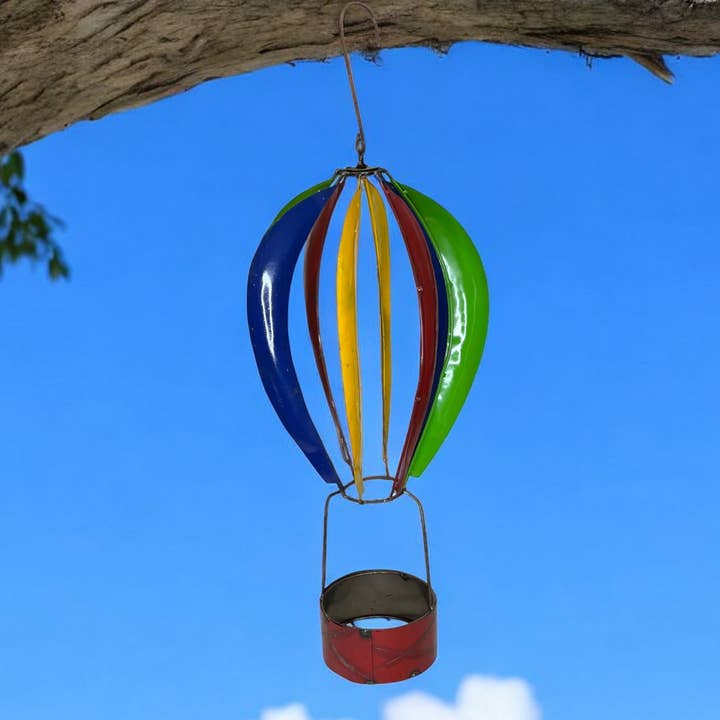 Blue Goat Garden Decor - Wholesale Wind Spinner - Colorful Metal Hot Air Balloon Wind Spinner Plant Stand0