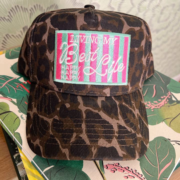 KENZKUSTOMZ - Wholesale Trucker Hat - Women's - Living my Best Life - Leopard Vintage Trucker Hat