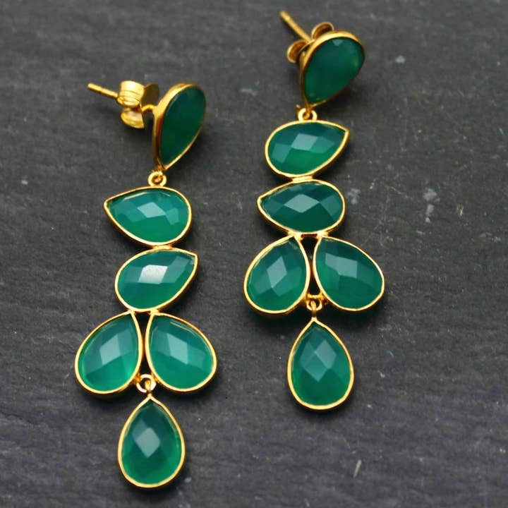 Orecchini lunghi/cerchio minerale - 6 strappi - argento per la vendita all'ingrosso da parte di Buganto