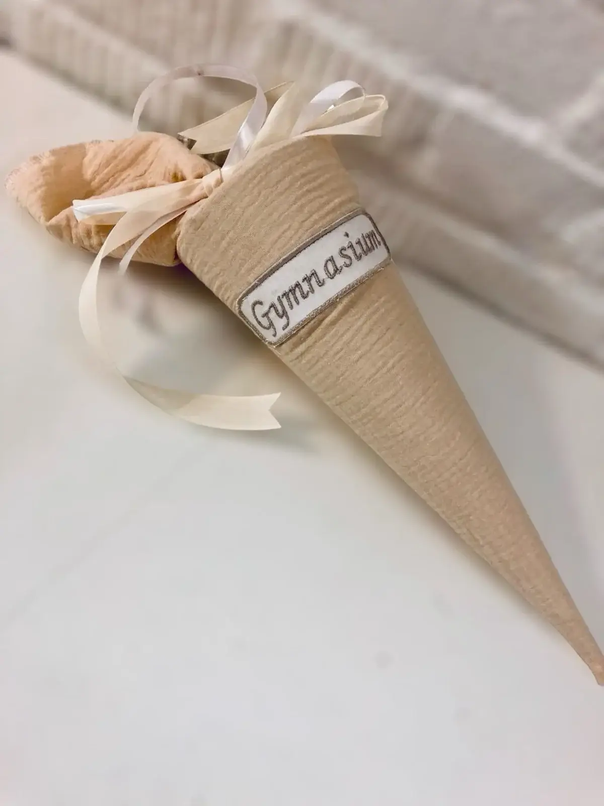 Küstenfieber® - Wholesale Party Favor - Beige school cone made of muslin – 35 cm or 70 cm – Handmade3