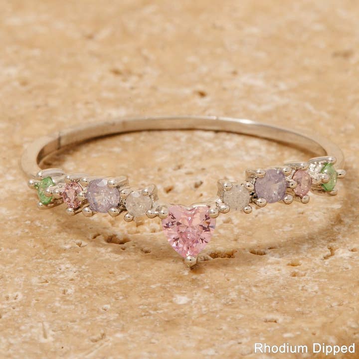 Anarchy Street - Wholesale Band/Stacked Ring - Cz Heart Station Band Ring