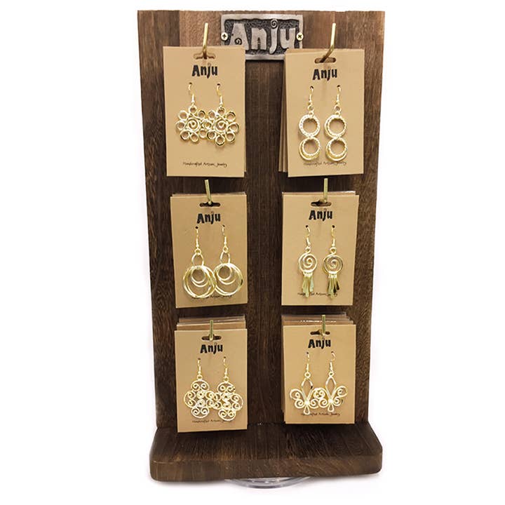 Guldpläterade Örhängen Prepack - 48 Par och Display för wholesale av Anju Jewelry