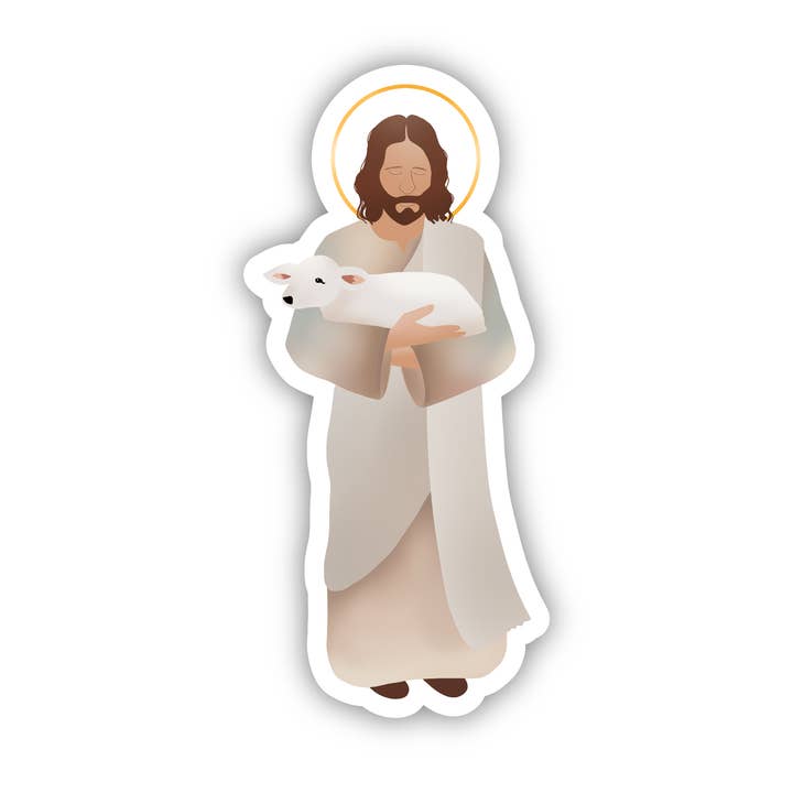 Aufkleber „Jesus hält ein Lamm“, Aufkleber „Verlorenes Schaf“ für den Großhandel von JasmineTreeDesign