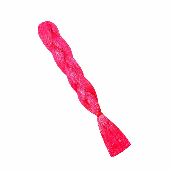 Mystic Bubble Pop Hot Pink Tinsel Jumbo Hair Braid for wholesale by Neva Nude