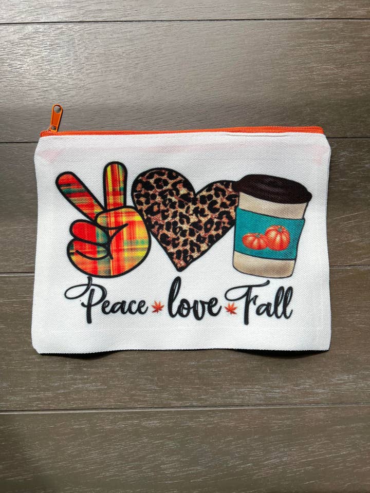 Bolsa de maquillaje Peace Love Fall para venta al por mayor de The Crazy Craft Girl LLC