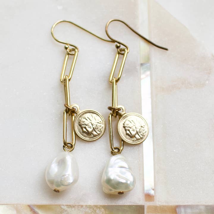 Linear Charm Pearl Earrings for wholesale by a.v. max