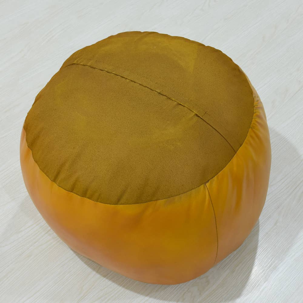 BBH Homes LLC - Wholesale Pouf - Solid Handmade Leather Round Pouf Mustard Color BBH Homes4
