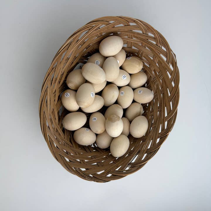 Blank DIY Solid Wooden Egg 2" for wholesale by Golden Cockerel