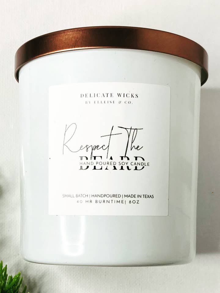 Respect The Beard Candle for wholesale by Delicate Wicks