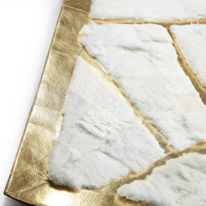 Karelias And Sons – wholesale Area rug – White & Gold Plush Shaggy Rug