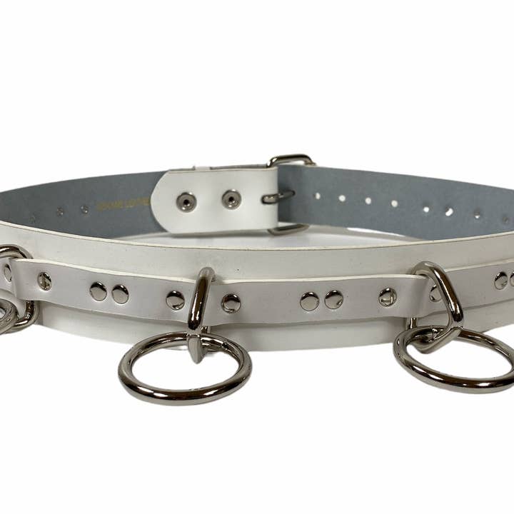 BT562WHT VEGAN LARGE O RING STRAPPED BONDAGE BELT for wholesale by Funk Plus