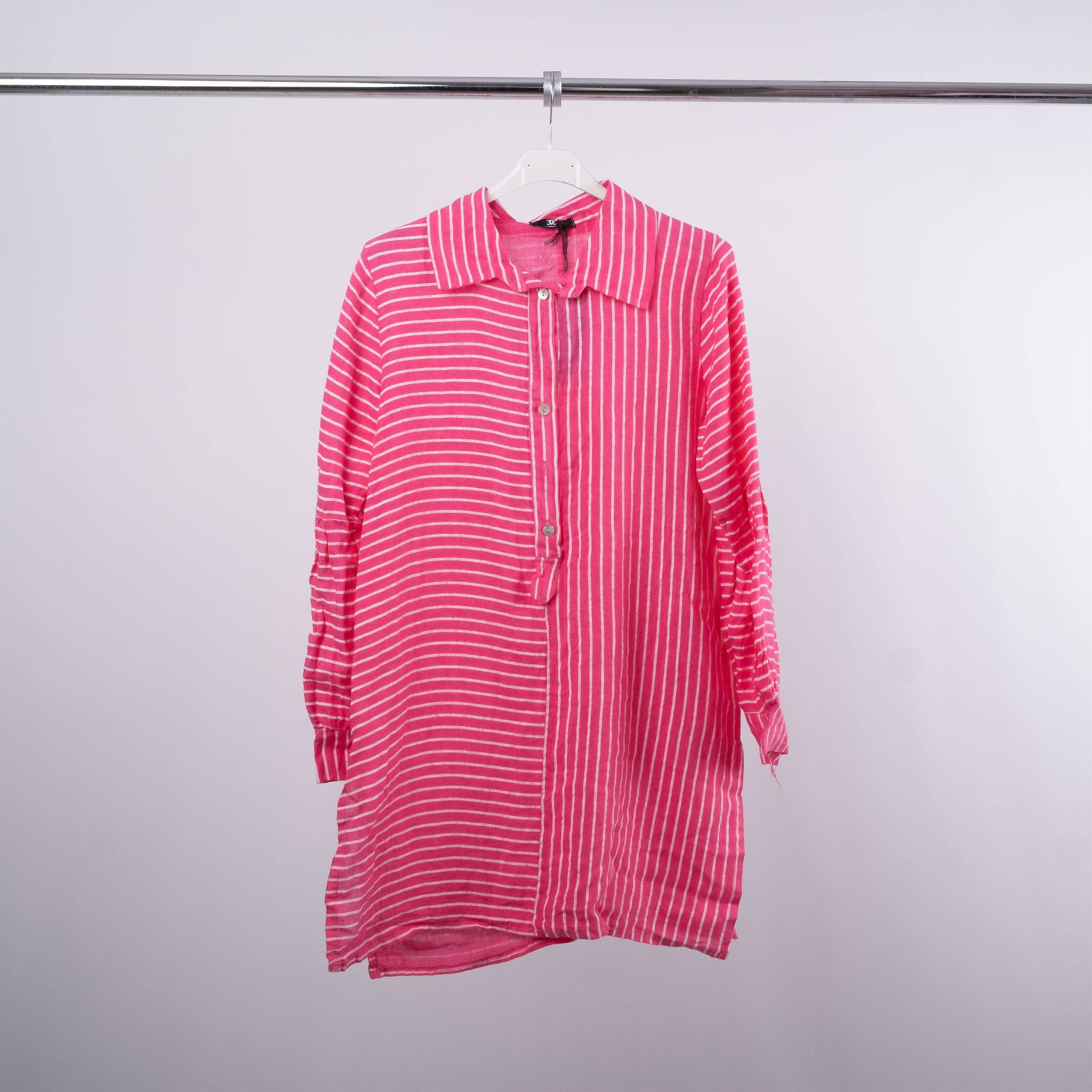 Cecile Wang – Großhandel Hemd mit Button-down-Kragen – Damen – Cecile Wang 185CA0023 gestreiftes langes Leinenhemd4