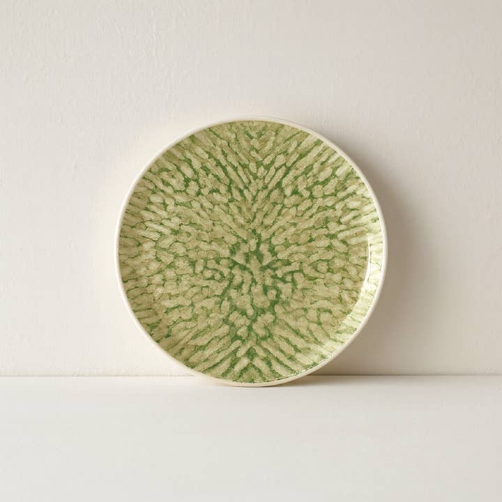 JADE dessert plate 20cm in green and beige stoneware for wholesale by Novastyl