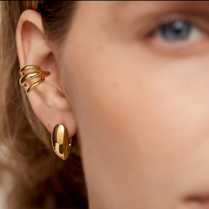 HoopLa - Wholesale Cuff/Wrap Earrings - Echo Ear Cuff- Triple Wrap Ear Cuff- 18K Gold Waterproof 1pc2