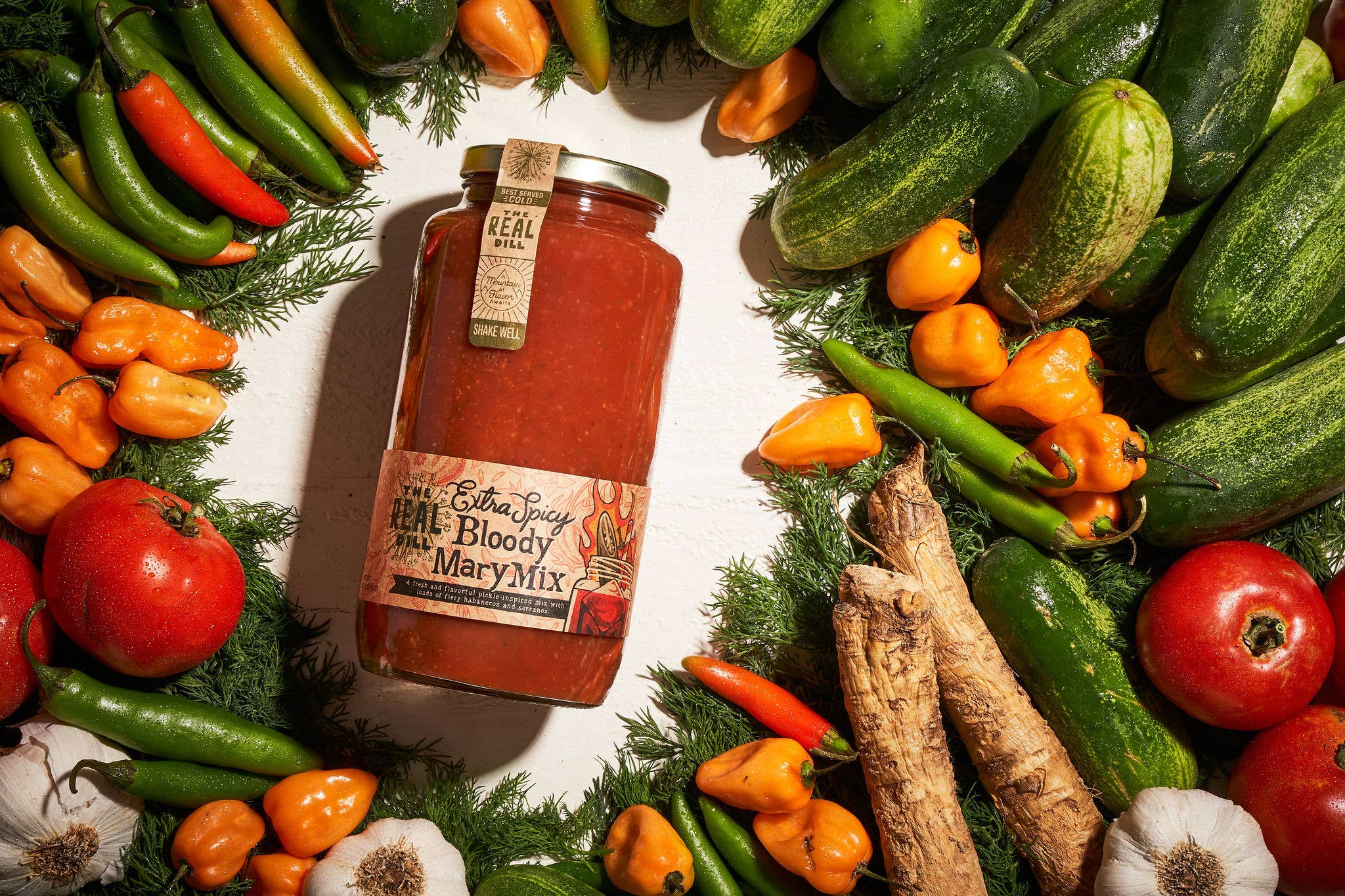 The Real Dill - Wholesale Cocktail Mix/Syrup - Extra Spicy Bloody Mary Mix, 32 oz1