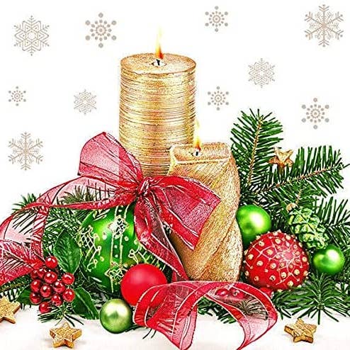 Christmas Napkins Candle Decorative Xmas Paper Decoupage Napkin #2104 for wholesale by Decor Napkins