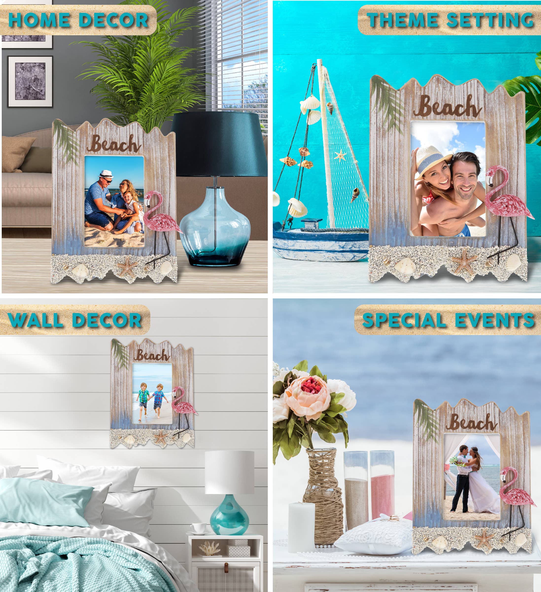 Cota Global – wholesale Bildram – Nautisk inredning - Flamingo strandram 10x15 cm2