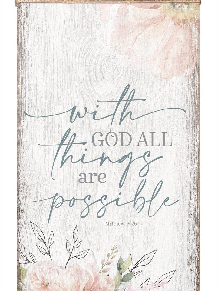 Holztafel mit God All Things — Timeless Twine für den Großhandel von Dexsa