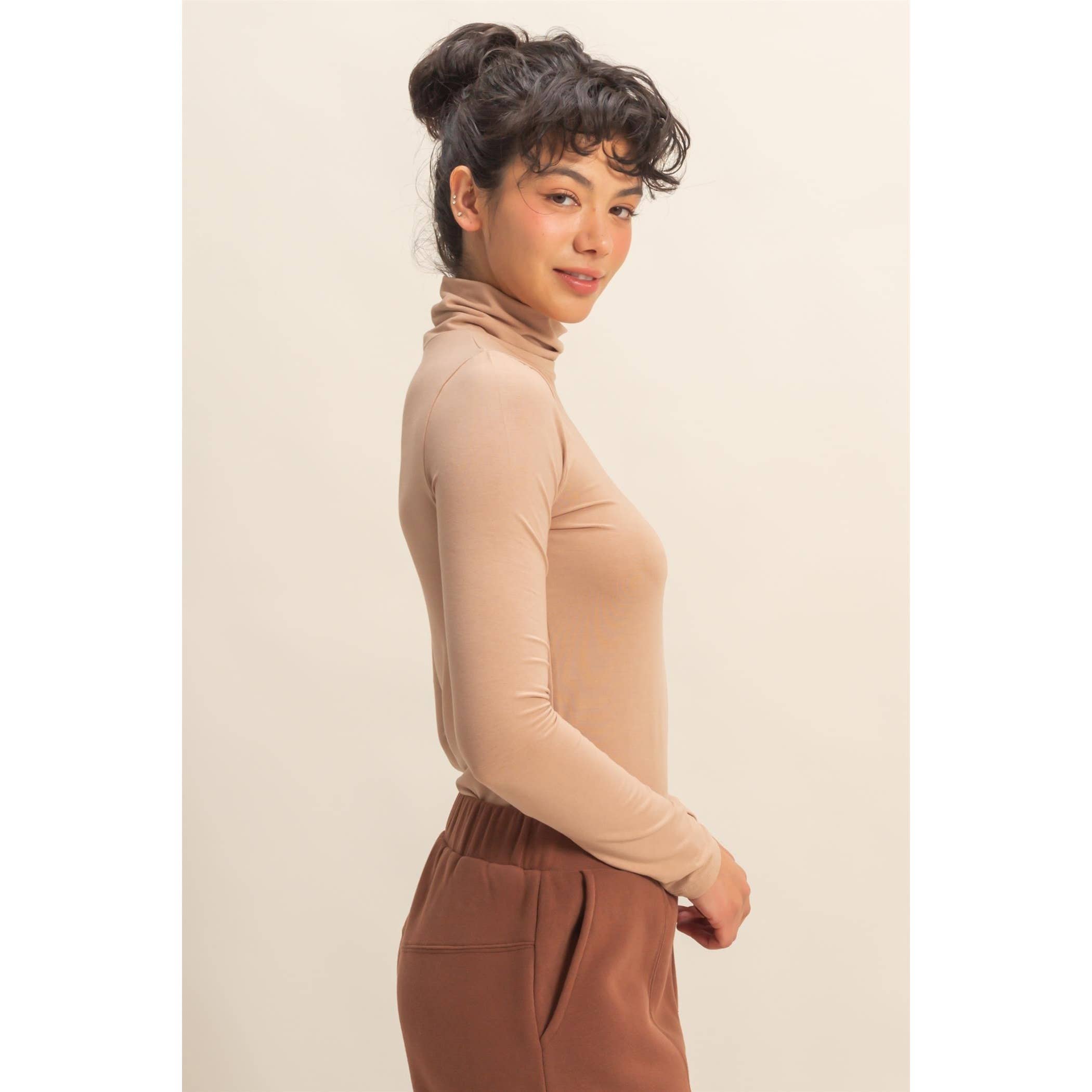Double Zero - Wholesale Knit Top - Women's - Turtleneck Long Sleeve Fitted Top26