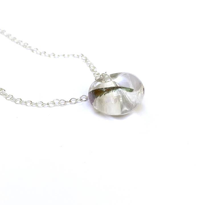 Helen Chalmers - Wholesale Pendant/Charm Necklace - Recycled Whisky Bottle Pendant on Sterling Silver Chain, Clear and Palladium