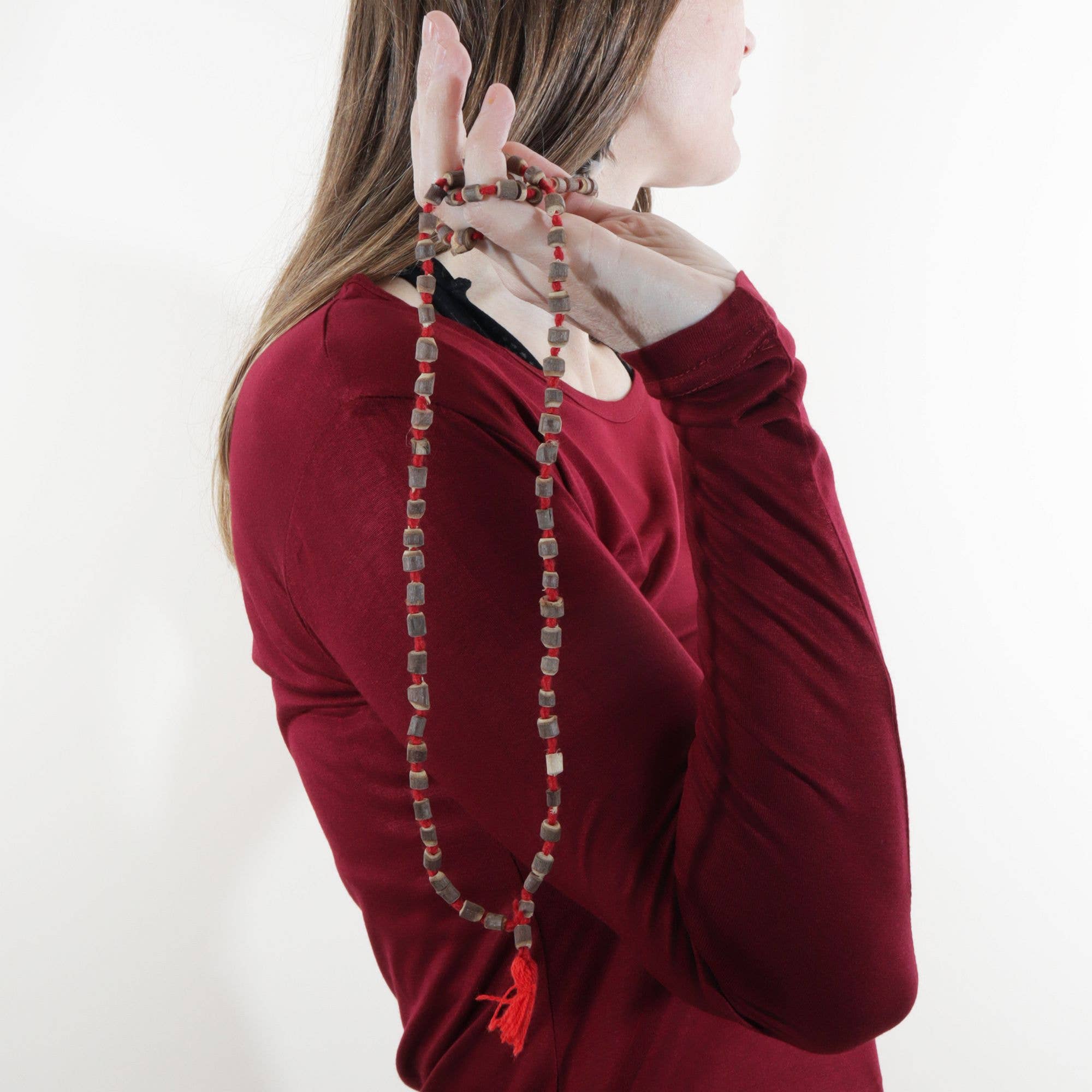 Tribal Trade GmbH - Wholesale Bib Necklace - Prayer chain cylinder wooden beads brown necklace mala necklace6