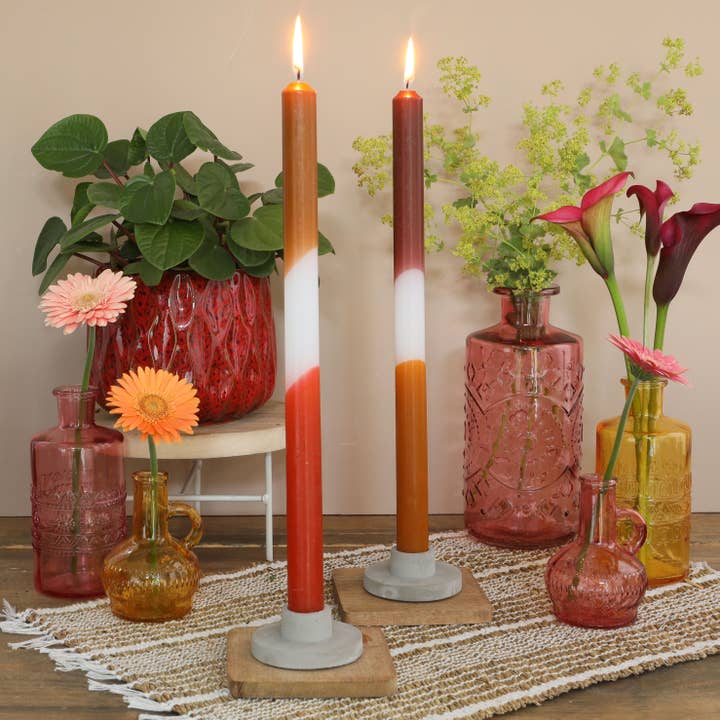 DRYdecorations – wholesale Pelarljus – Dip Dye avsmalnande ljus - brunt set 2