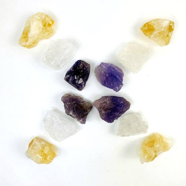 Rock Paradise - Wholesale Spiritual Stone/Crystal - Crystal Rough Stone Energy Set - Amethyst, Quartz, Citrine