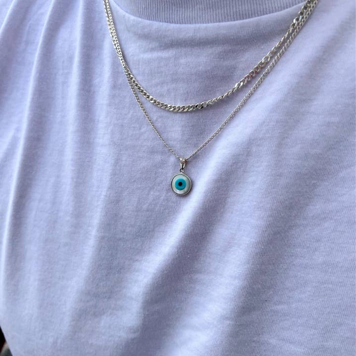 Christina Christi - Vendita all'ingrosso Gioielli - Uomo - Collana Evil Eye a catena in argento da uomo, collane da uomo5