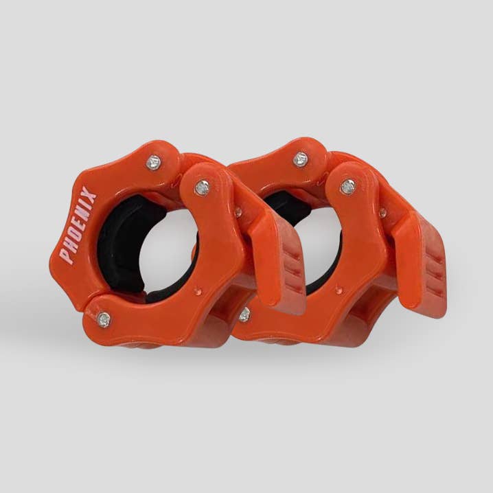 Olympic 1 Inch Barbell Clamps - Orange for wholesale by Phoenix Fitness
