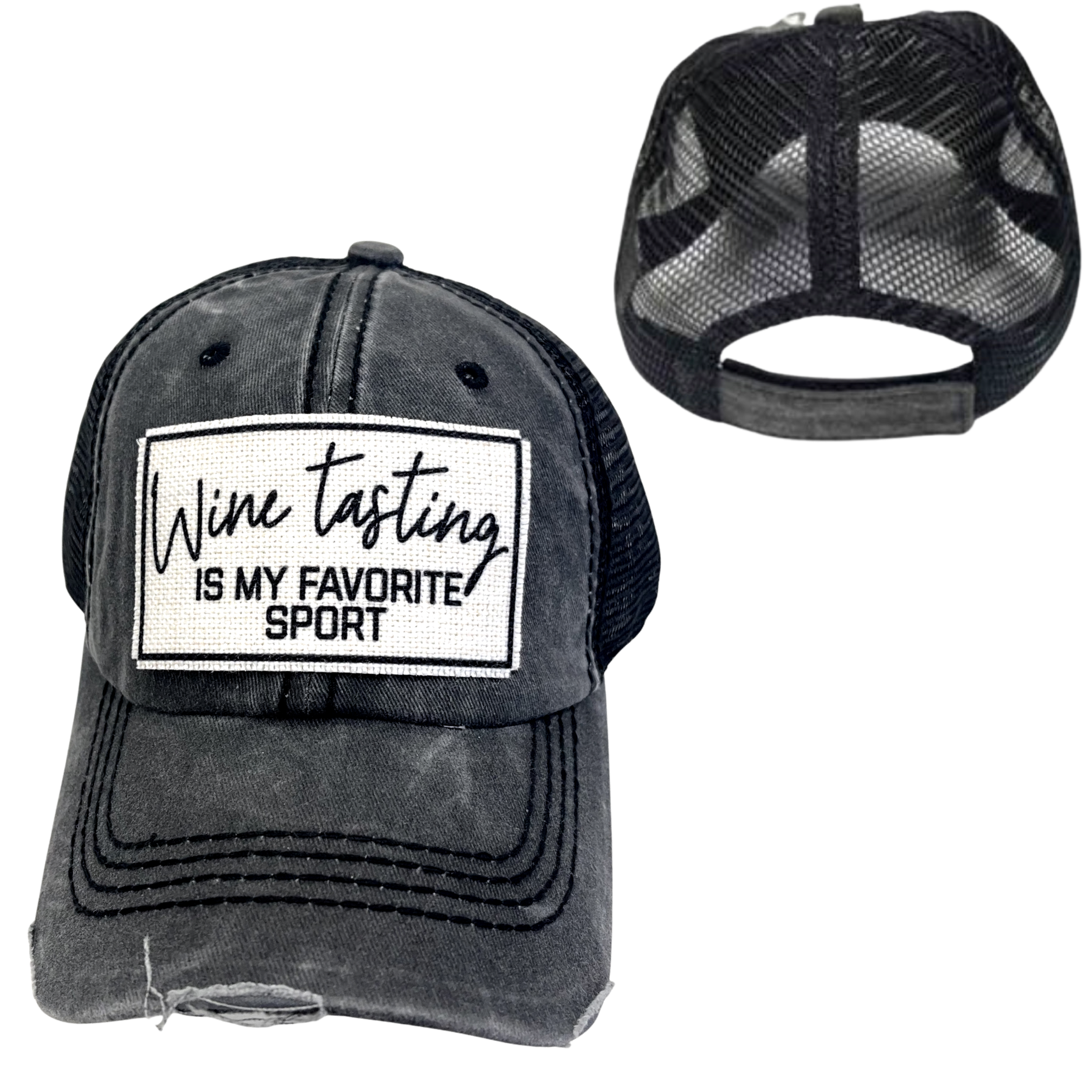 dkhandmade - Wholesale Trucker Hat - Unisex - WINE TASTING IS MY FAVORITE SPORT | UNISEX HAT | DISTRESSED8