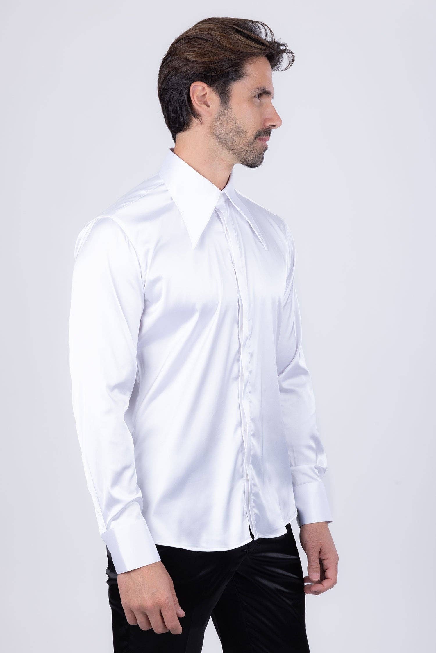 BARABAS - Wholesale Button Down Shirt - Men's - Men's Spear Point Shiny Long Sleeve Shirt 4B10219