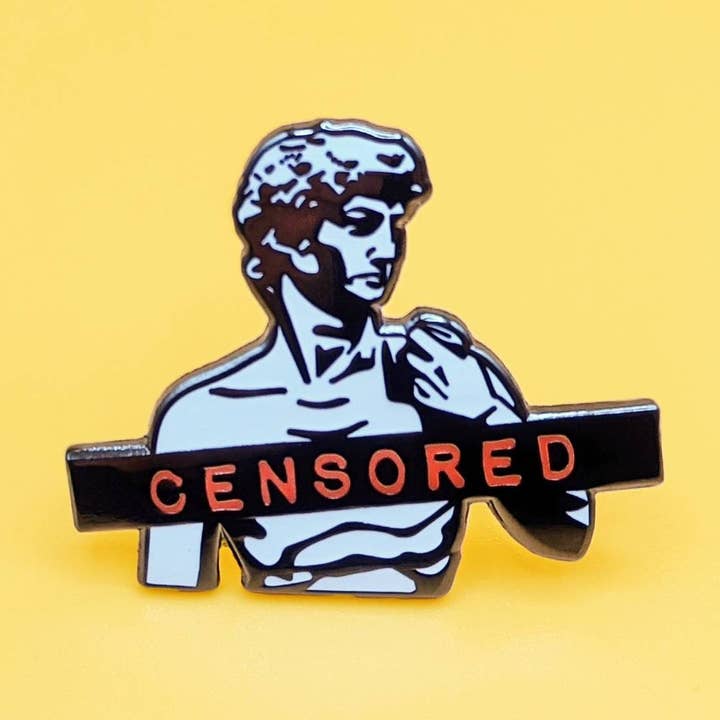 Censored Statue Enamel Pin for wholesale by Bad Artist Co