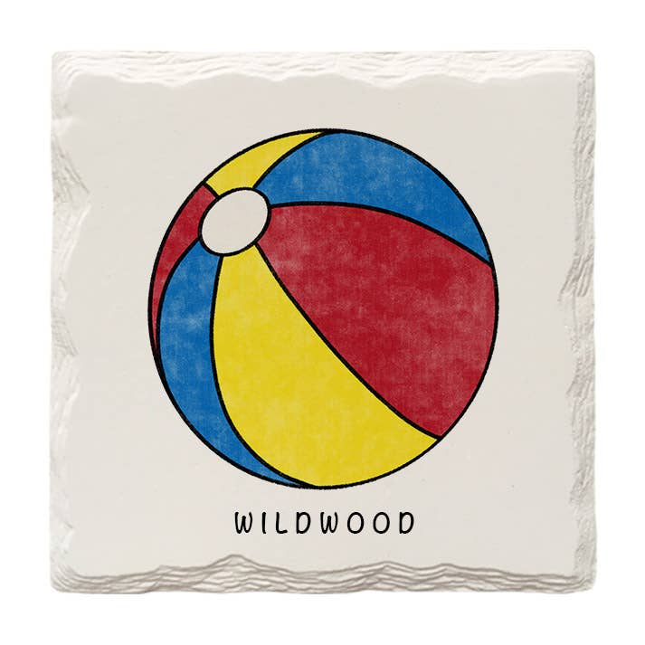 Customizable Beach Ball | Hand-Drawn | Ceramic Drink Coaster for wholesale by The Doodle Brand